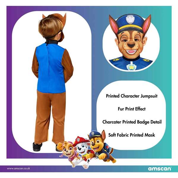 Liragram Disfraz infantil Paw Patrol Chase para 4-6 años Liragram Disfraz infantil Paw Patrol Chase para 4-6 años